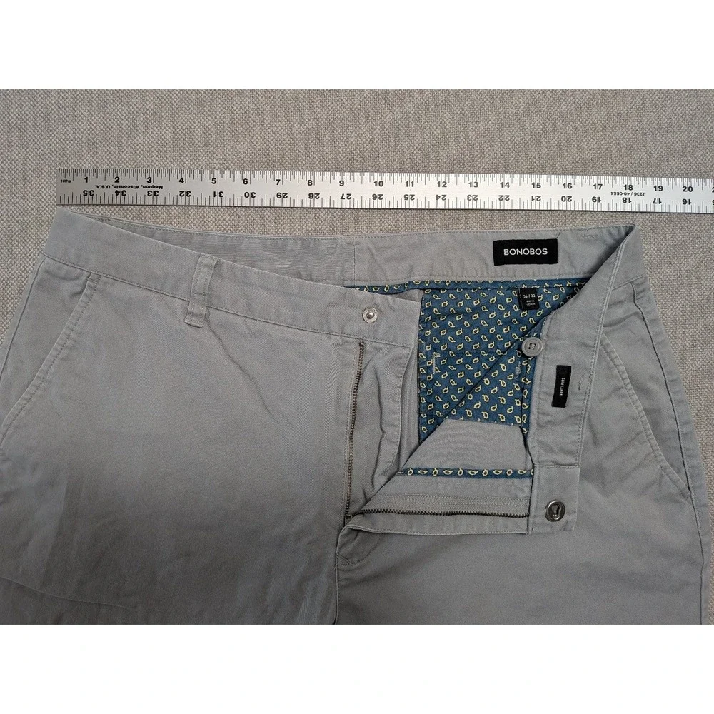BONOBOS Pants Men's Gray 36x32 Slim Taper Chinos Cotton Blend Office Preppy
